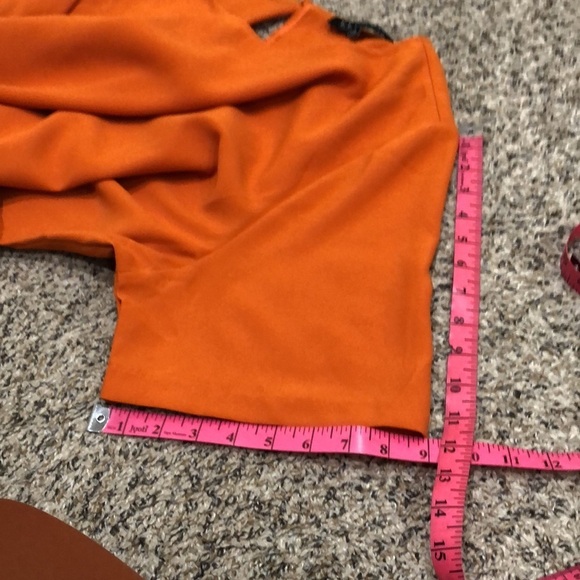 Eloquii Blouse Size 22 Pumpkin Spice Orange Pleated Short Sleeve Top - Picture 10 of 10